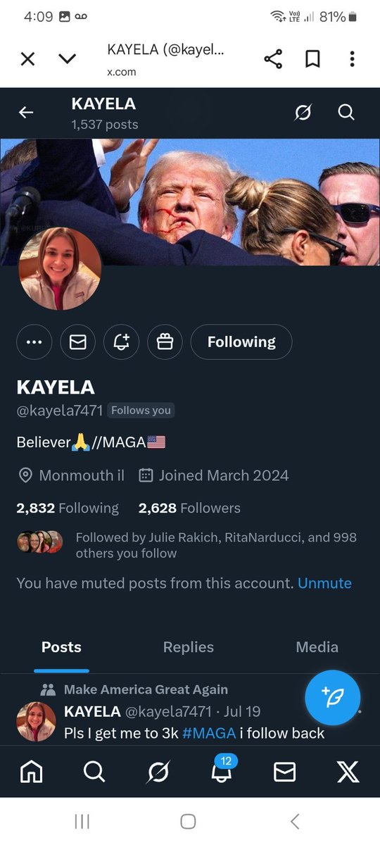 Here's an account looking to grow, they follow back .please give <a href="/kayela7471/">KAYELA</a>  a follow, repost 💪 🫶 👊 💥 💯 🇺🇸