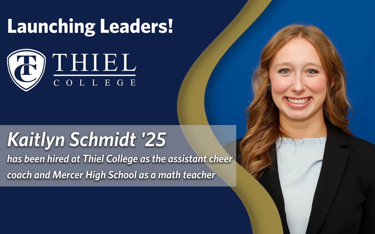 Thiel College congratulates Kaitlyn Schmidt '25. Kaitlyn on her appointments as assistant cheer coach at Thiel College and math teacher at Mercer High School.

Discover how Thiel’s Education Department prepares graduates for teaching careers. Learn more at bit.ly/4cz0uq3