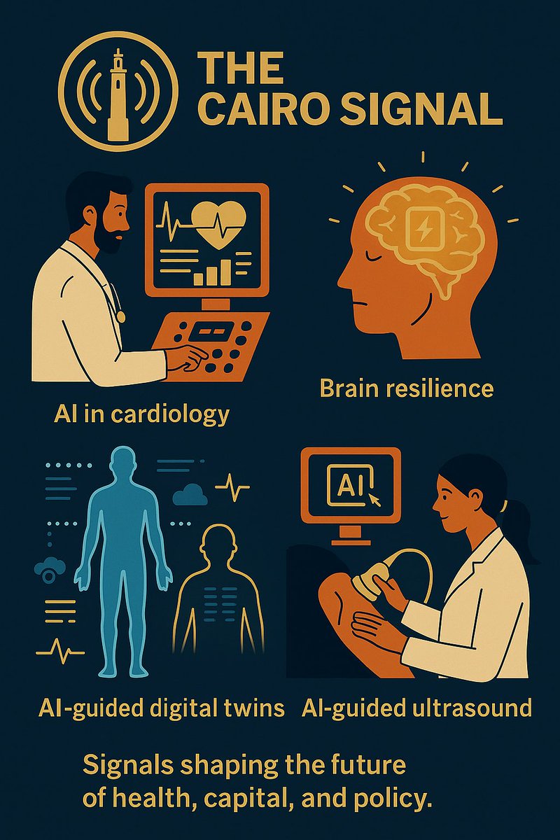 CairoSignal's tweet image. 🧭 Cairo Signal | July 2025 — The Health Tech Signals Reshaping Global Healthcare

In the last quarter alone, health tech has seen breakthroughs that don’t just tweak care — they reshape it.

From AI-powered diagnostics to digital twins, these signals mark a structural shift in…
