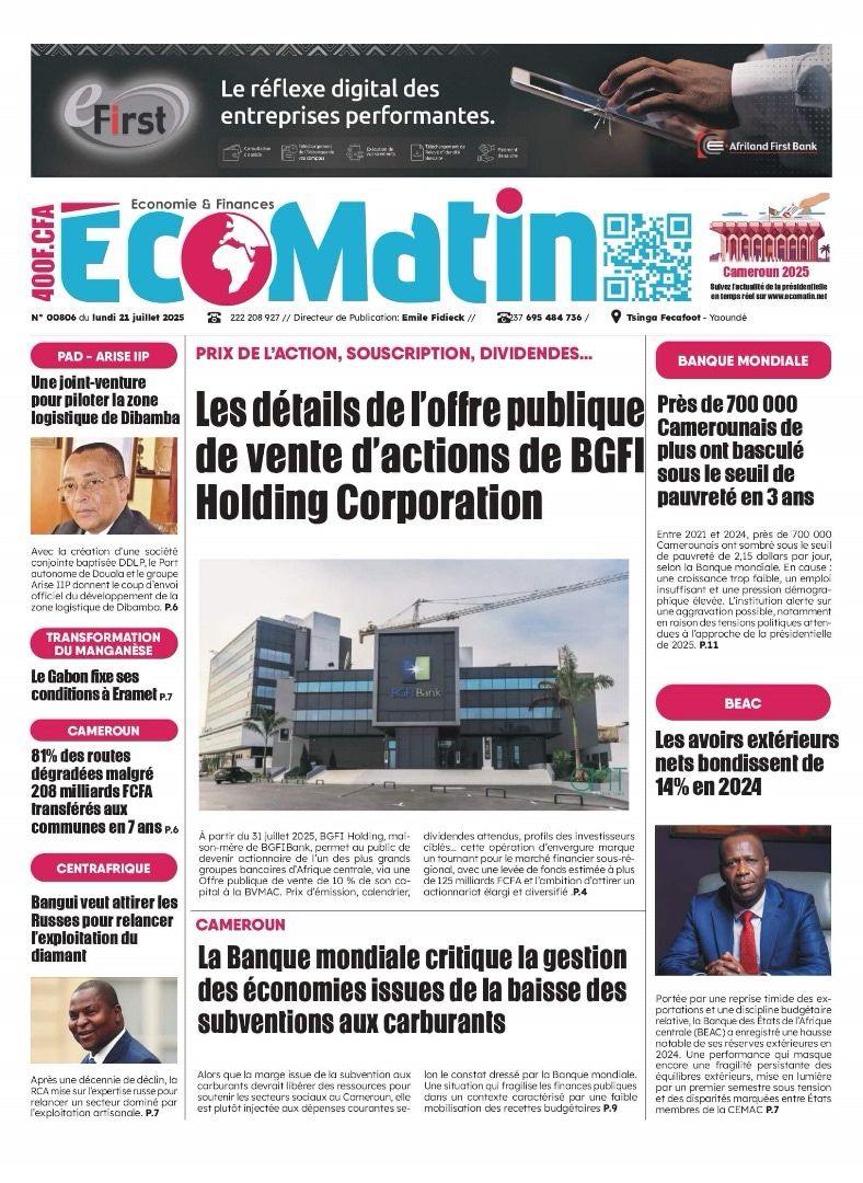 À partir du 31 juillet 2025, BGFI Holding, maison mère de BGFIBank, permet au public de devenir actionnaire de l'un des plus grands groupes bancaires d'Afrique centrale, via une Offre publique de vente de 10 % de son capital à la BVMAC. Prix d'émission, calendrier, dividendes