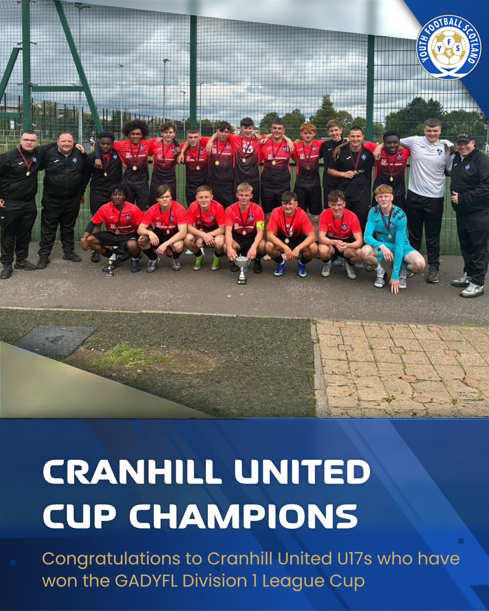 yfst's tweet image. 饾棖饾棝饾棓饾棤饾棧饾棞饾棦饾棥饾棪 馃弳
Congratulations to Cranhill United U17s, GADYFL Division 1 League Cup winners 2025!
饾棗饾棤 饾槀饾榾 饾槅饾椉饾槀饾椏 饾棸饾椀饾棶饾椇饾椊饾椂饾椉饾椈饾榾 饾椊饾椉饾榾饾榿饾榾