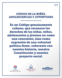 El Código de la Niñez, Adolescencias y Juventudes, aprobado por la Asamblea Nacional del Poder Popular el 18 de julio de 2025, recoge los principios, derechos, deberes y garantías de cubanos y cubanas de 0 a 35 años de edad 👇
#CubaEstáFirme 
#ArtemisaJuntosSomosMás
