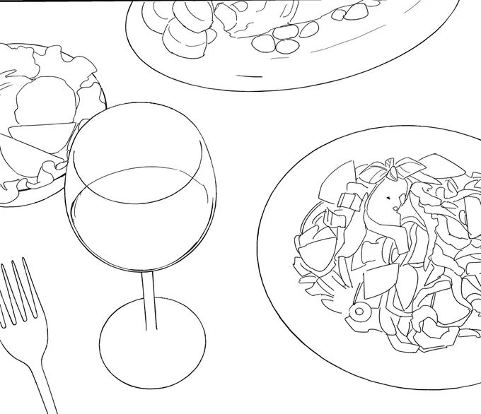 泣きながら描いた飯です トーンとベタの私も多分泣いてる 
