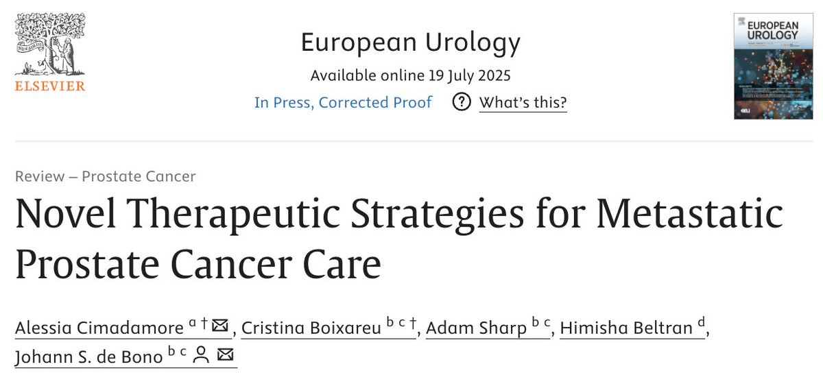 Cristina Boixareu (@cboixareu1) on Twitter photo Just published <a href="/EuropeanUrology/">European Urology</a>:
The rapidly evolving standard of care for prostate cancer - toward biomarker-driven strategies with promising developments on the horizon doi.org/10.1016/j.euru…
Proud to collaborate with A. Cimadamore, J. de Bono,
<a href="/mishabeltran/">Misha Beltran</a>,<a href="/AdamSharpMedOnc/">Adam Sharp</a> Just published <a href="/EuropeanUrology/">European Urology</a>:
The rapidly evolving standard of care for prostate cancer - toward biomarker-driven strategies with promising developments on the horizon doi.org/10.1016/j.euru…
Proud to collaborate with A. Cimadamore, J. de Bono,
<a href="/mishabeltran/">Misha Beltran</a>,<a href="/AdamSharpMedOnc/">Adam Sharp</a>