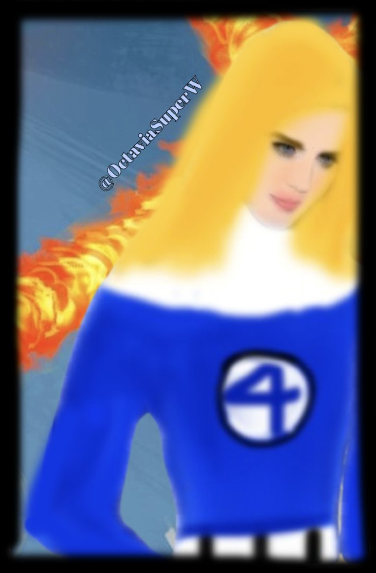 OctaviaSuperW's tweet image. Tried to draw SueReed in the style of the right picture but couldn't get the dimensions for Reed right
So here's Sue Storm inspired by Nicole Kidman 💫