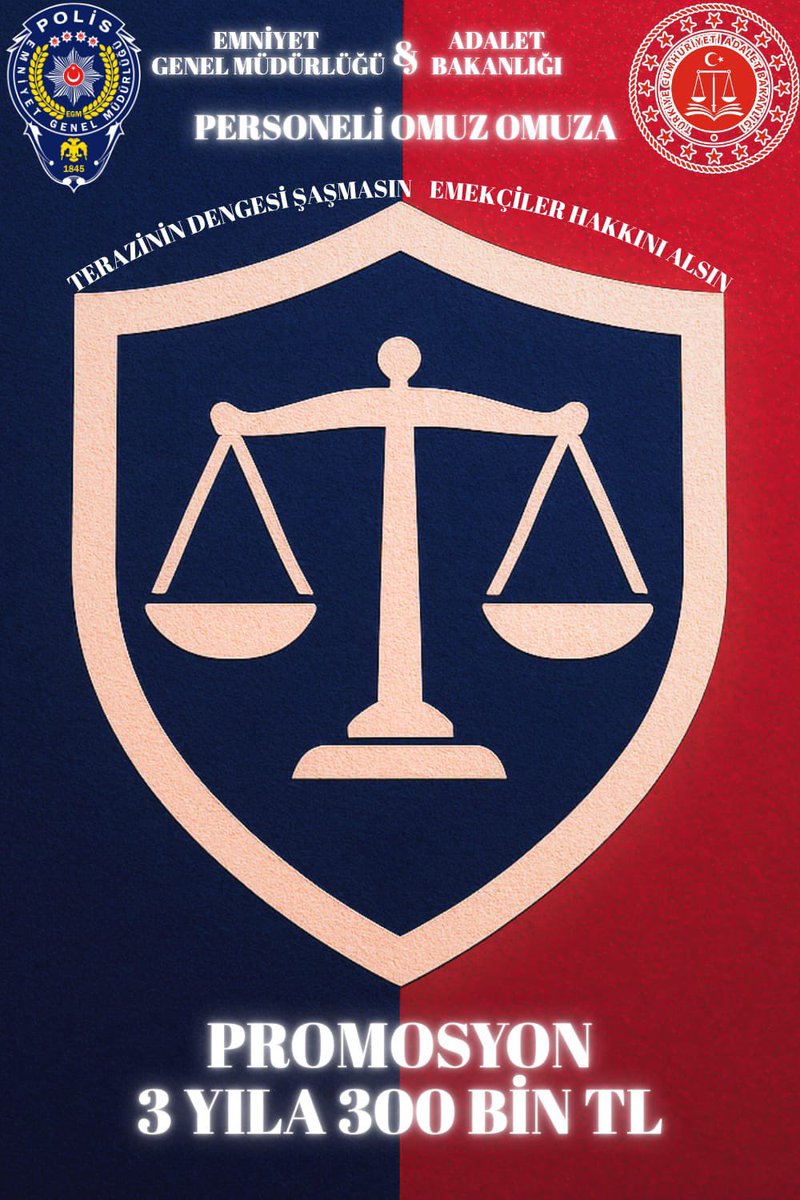 Adalet ve Polis teşkilatına #promosyon en az 300 bin TL olmalıdır. 

Yoksa maaş yatar yatmaz başka bankalara aktarıyoruz.

#AdaletEGMTekSes300Bin