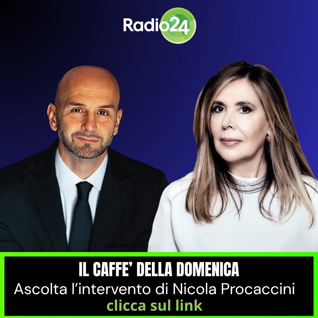 NProcaccini's tweet image. Ascolta la mia intervista di oggi al Caffè della Domenica di Maria Latella.
👇🏻👇🏻👇🏻
radio24.ilsole24ore.com/programmi/caff…
#20luglio