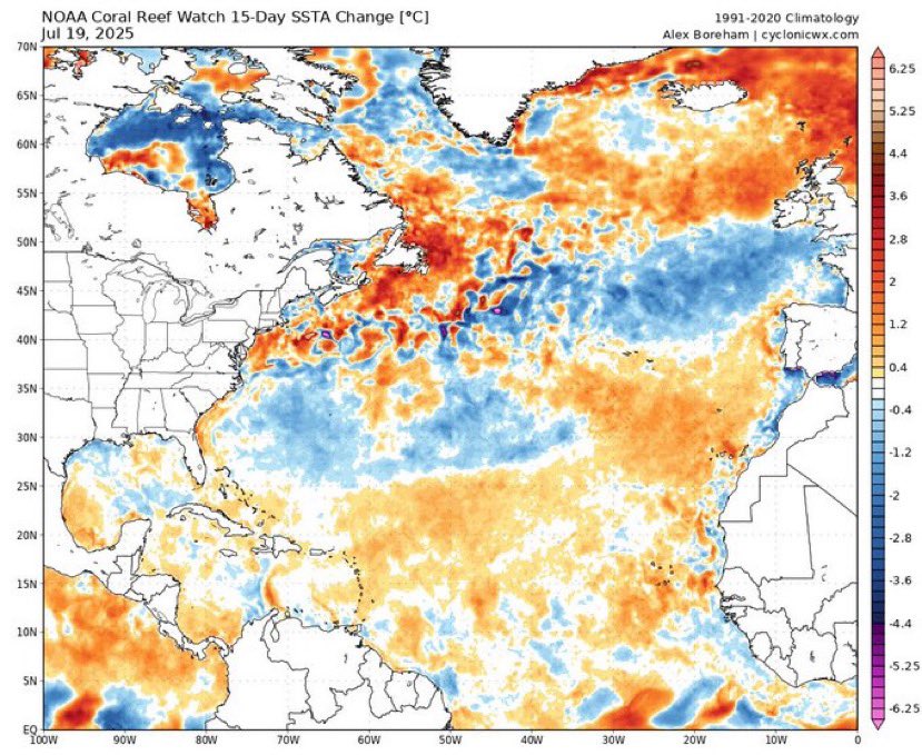 WeathermanAAA_'s tweet image. Definitely trends you’d want (or not want) to see for activity prospects in the Atlantic.
The Canary Current and the MDR have experienced rather significant warming in the past 2 weeks, while anomalies in the subtropics have begun to cool.
Remains to be seen how much this…