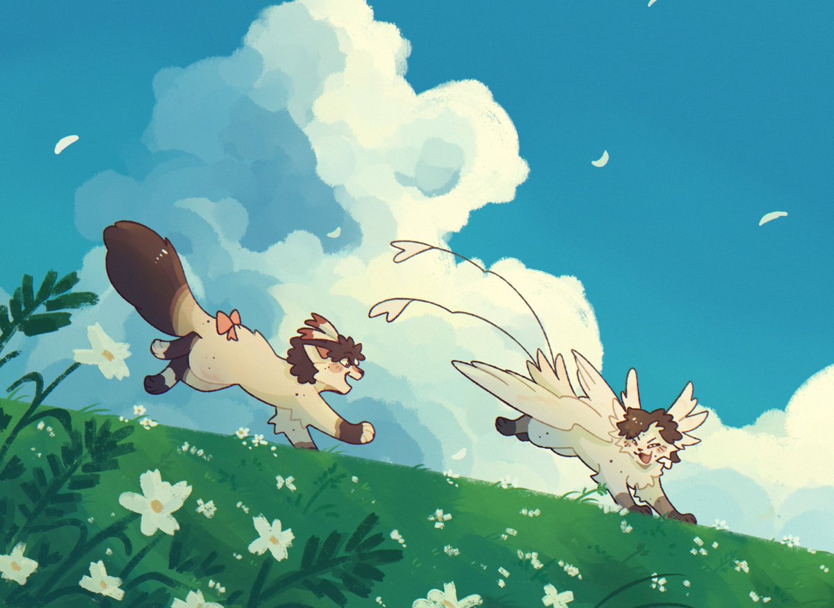 Raiuche's tweet image. I've really drawn a lot of running cats for artfight ahah 😭