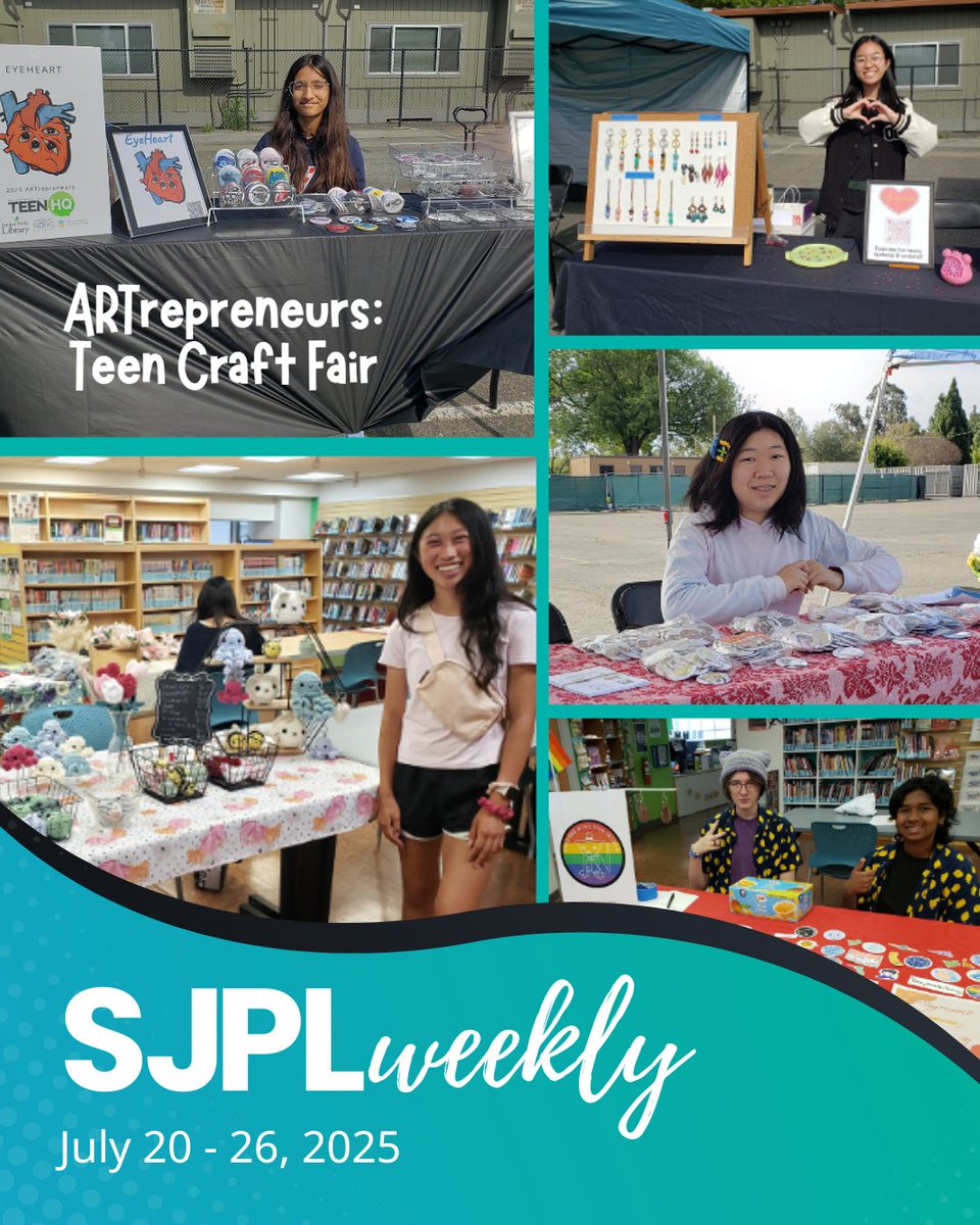 🎨 ARTrepreneurs, Author Visit, Adult Craft, and more!

View this week's FREE events, library news, and read our current blogs!

🔗 conta.cc/3TOUQIG

#SJPL #RightToLibrary