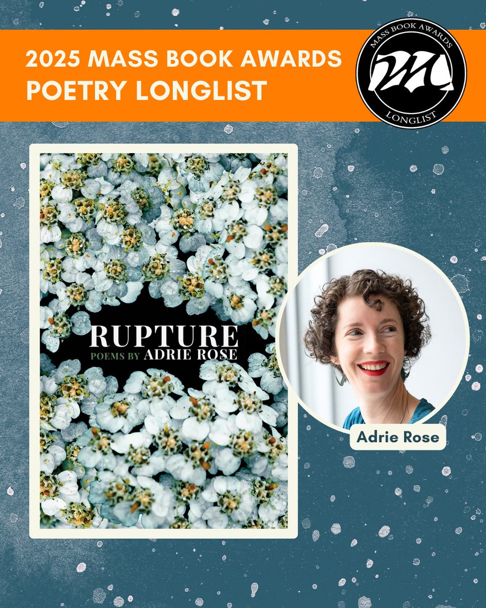 MassBook's tweet image. Today we highlight MBA Poetry longlist title Rupture by Adrie Rose. This book confronts the body’s loves and their costs, asking “Who chooses / what survives, and why? / July brings back / roses everywhere / as if we were celebrating.” @AdrieLovesPie