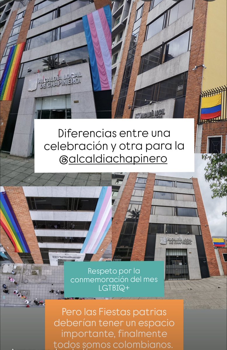 VelascoNicolasO's tweet image. Diferencias para la @AlcaldChapinero.

Respeto por la celebración de orgullo LGTBIQ.

Pero las Fiestas patrias deben tener un lugar importante sobre todo en las entidades del Estado que representan la institucionalidad.

La bandera que hoy sacó la alcaldía hoy es una vergüenza.