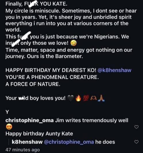 ncelebrityblog's tweet image. Jim Iyke’s Birthday Message to Kate Henshaw Gets People Talking — “Too Sweet or Too Much?” 👀💬

What do you think ?😅👇
#JimIyke #KateHenshaw #NollywoodDrama #CelebrityBuzz #NaijaGist