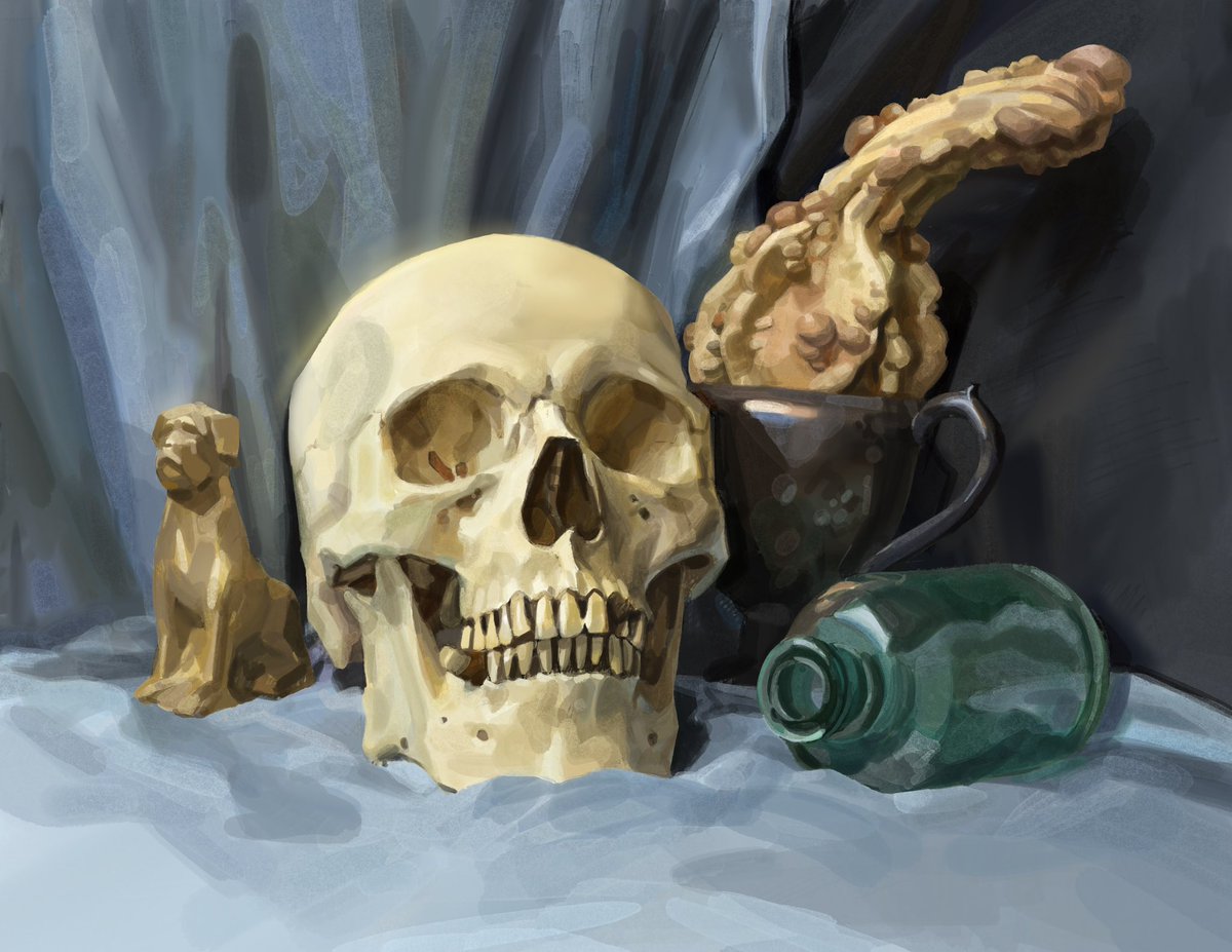 redregenmann's tweet image. Didn’t post too much artwork lately ’cause I’ve been playing hollow knight and painting still life for weeks.