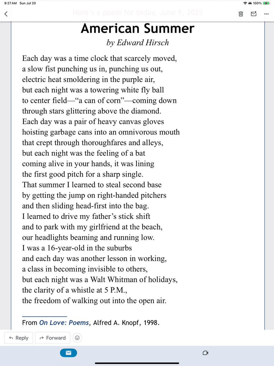 cjsarett's tweet image. Edward Hirsch, “American Summer”
but each night was a Walt Whitman of holidays