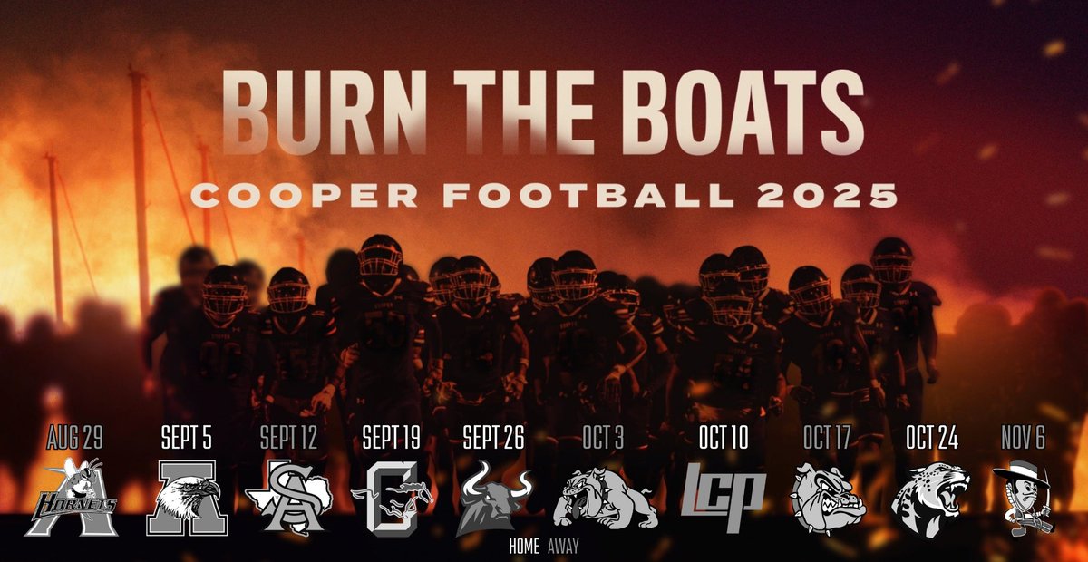 Coopercoogs1's tweet image. 2025 Varsity Football Schedule