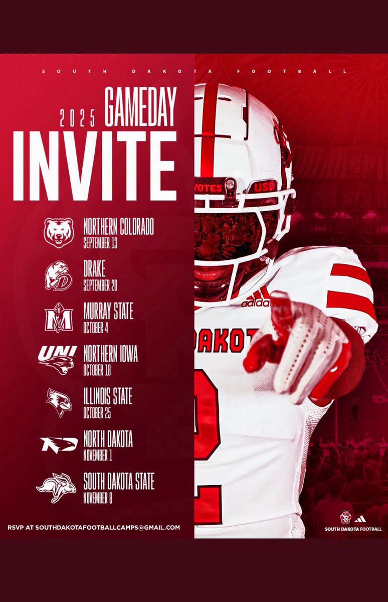 Thank you for the game day invite <a href="/CoachMarkarian/">Patrick Markarian</a> Can’t wait to visit South Dakota!