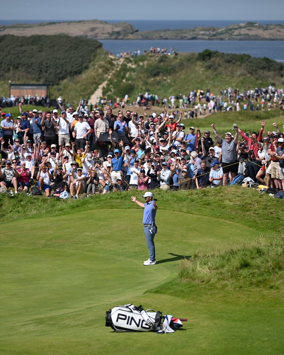 GolfChannel's tweet image. The sun came out for championship Sunday at Royal Portrush. ☀️