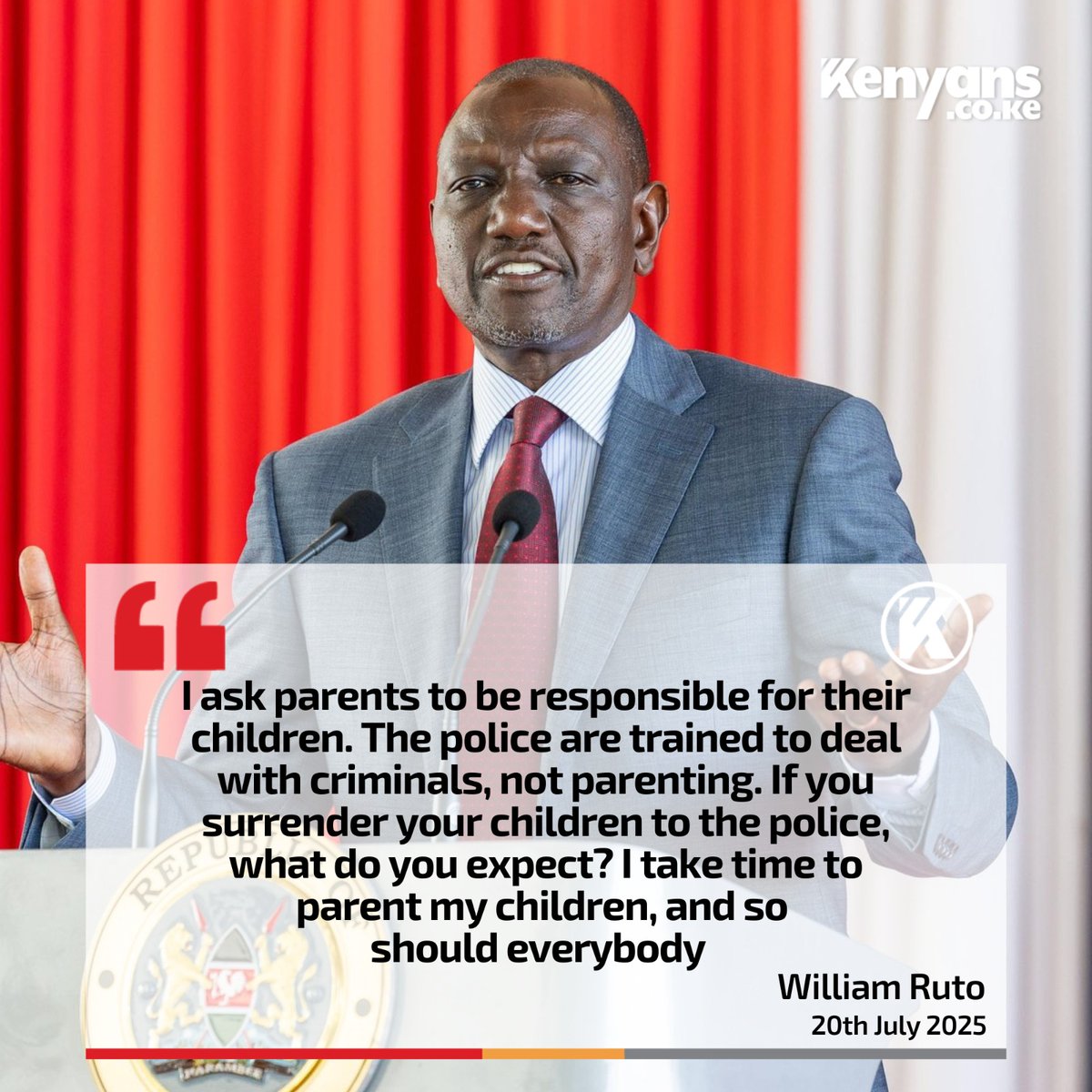 When the youth rise against injustice and poor governance, tyrants scramble for scapegoats, even blaming poor parenting  to deflect from their own failures.Our country has unfortunately gone to he dogs patriots 
Here is a typical example 👇🙄