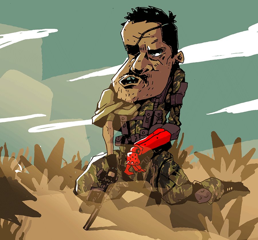 deathink_art's tweet image. That one time I drew @rickyberwick as broken snake MGSV