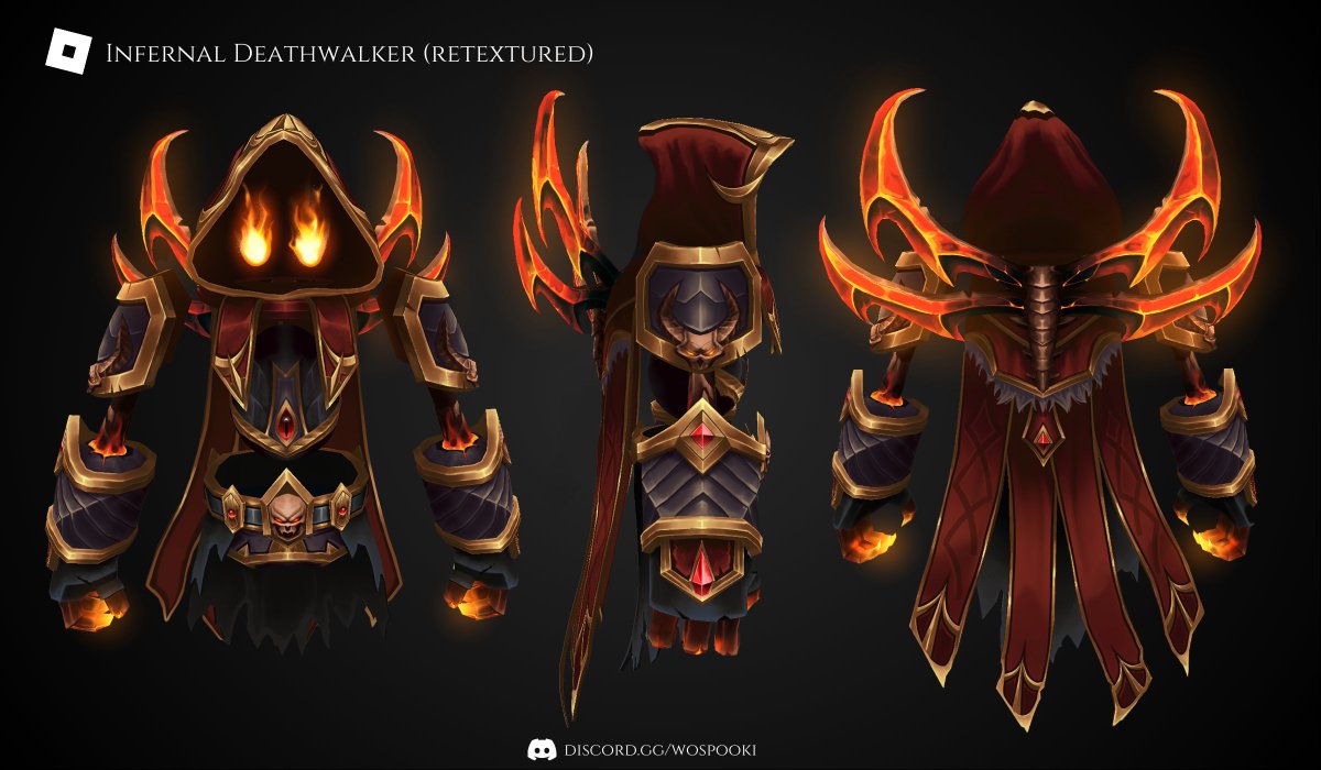 I retextured roblox's Infernal Deathwalker for fun!!

<a href="/SP00KW4G3N/">Spook</a> helped fix some parts of the model!!

#roblox #robloxart #art #RobloxDev #3d #handpaint #UGCcreator