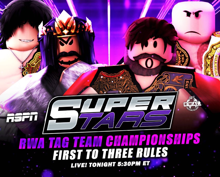 RRW (@rrwplus) on Twitter photo TONIGHT on #RRWSuperStars! π
The <a href="/RWAMedia/">Roblox Wrestling Alliance</a> Tag Team Championships are on the line under First to Three Rules! <a href="/RWMessiahKD/">Ked Darrien</a>/<a href="/santeriuh/">Comm</a> challenge the dominant duo of <a href="/nnrags/">.lry</a> & <a href="/iblameptr/">peter</a>!
Can chaos conquer gold or will the champs stay untouchable?
LIVE 5:30PM ET TONIGHT on #RRWSuperStars! π
The <a href="/RWAMedia/">Roblox Wrestling Alliance</a> Tag Team Championships are on the line under First to Three Rules! <a href="/RWMessiahKD/">Ked Darrien</a>/<a href="/santeriuh/">Comm</a> challenge the dominant duo of <a href="/nnrags/">.lry</a> & <a href="/iblameptr/">peter</a>!
Can chaos conquer gold or will the champs stay untouchable?
LIVE 5:30PM ET