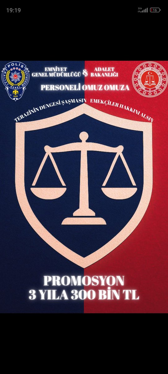Adalet bakanlığı ve polis teşkilatı olarak hem özlük haklarında iyileştirme istiyor hemde promosyon ihalesinden 300 bin TL lik bir rakam bekliyorlar. 
Bu iki güzide kurumun sesine kulak verilmesi elzemdir.
#AdaletEGMTekSes300Bin
