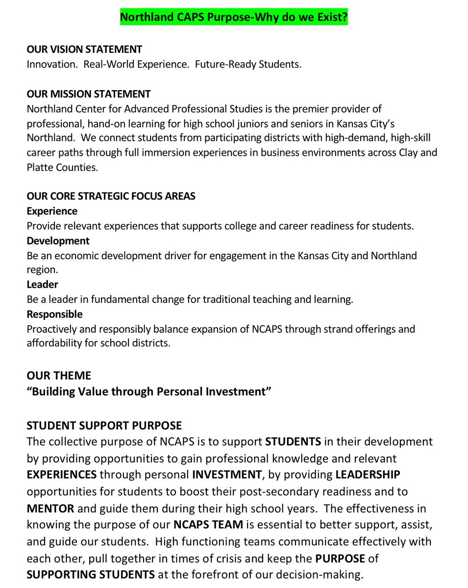 Kevin Kooi (@kkooi42) on Twitter photo Tomorrow starts my 2nd and final year w/ our staff as Interim Exec Dir of <a href="/NorthlandCAPS/">Northland CAPS</a>
Looking forward to helping students:
‘Build Value for themselves through Personal Investment’
#WhyWeExist #RealWorldLearning
<a href="/NCAPS_AD/">TJ Goeglein</a> Tomorrow starts my 2nd and final year w/ our staff as Interim Exec Dir of <a href="/NorthlandCAPS/">Northland CAPS</a>
Looking forward to helping students:
‘Build Value for themselves through Personal Investment’
#WhyWeExist #RealWorldLearning
<a href="/NCAPS_AD/">TJ Goeglein</a>