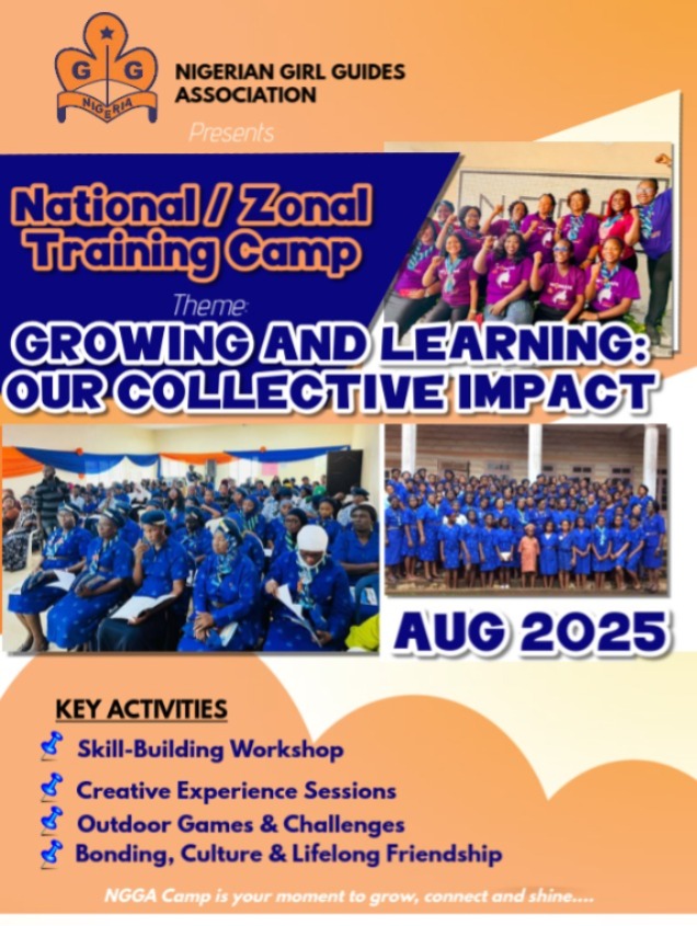 NigerianGuides's tweet photo. 🚨 The #NigerianGirlGuidesAssociation is calling!
This August, we gather for a powerful *5-Day National/Zonal Training Camp* 💙🔥
📌 *Theme:* “Growing & Learning: Our Collective Impact”
It’s more than a camp—it’s a movement of girls & women building a legacy together. 🌍💫
#NGGA https://t.co/1YuPca9aW0