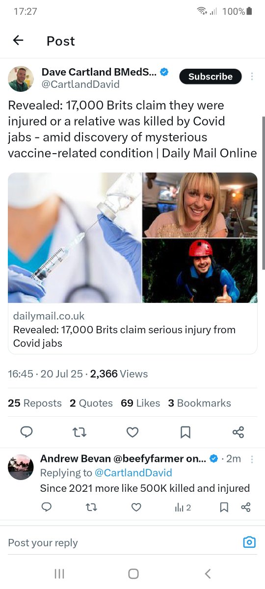 CpfcGal08's tweet image. Mr Cartland The research hasn't been peer-reviewed. Small study, the authors concluded that there is no definative links. Here is the research Mr Cartland didn't read. If anyone has any concerns please talk to your trusted healthcare professional
medrxiv.org/content/10.110…