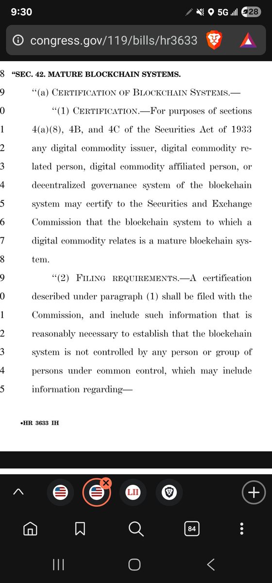 GavinMehl's tweet image. Under the Clarity Act (H.R. 3633), a mature blockchain system is regulated as a commodity, not a security. To qualify, it must not be controlled by a group of persons under common control. Do ETH and BTC meet this requirement?