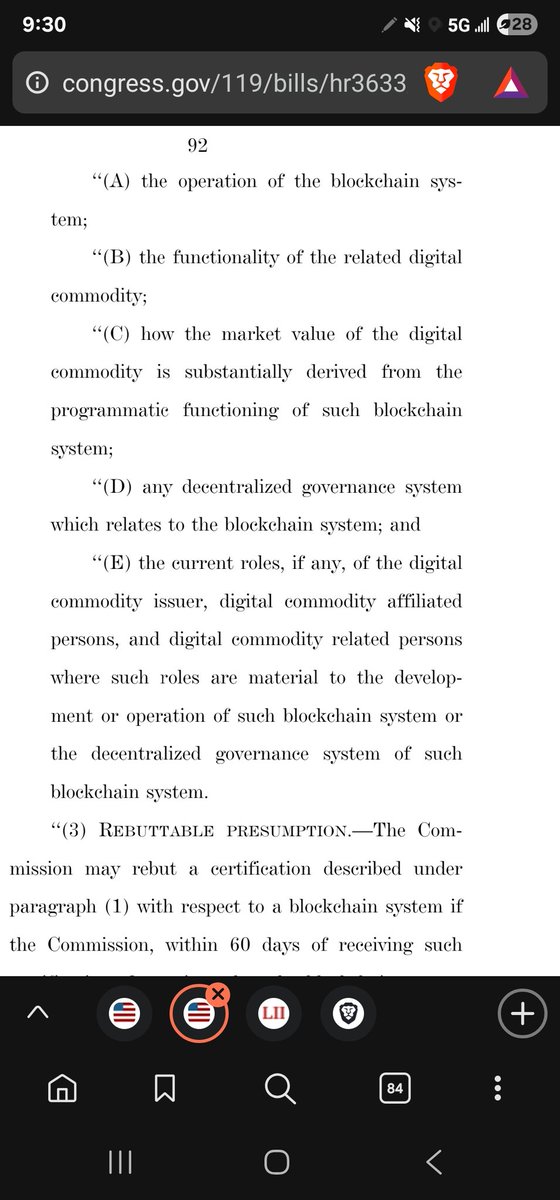 GavinMehl's tweet image. Under the Clarity Act (H.R. 3633), a mature blockchain system is regulated as a commodity, not a security. To qualify, it must not be controlled by a group of persons under common control. Do ETH and BTC meet this requirement?