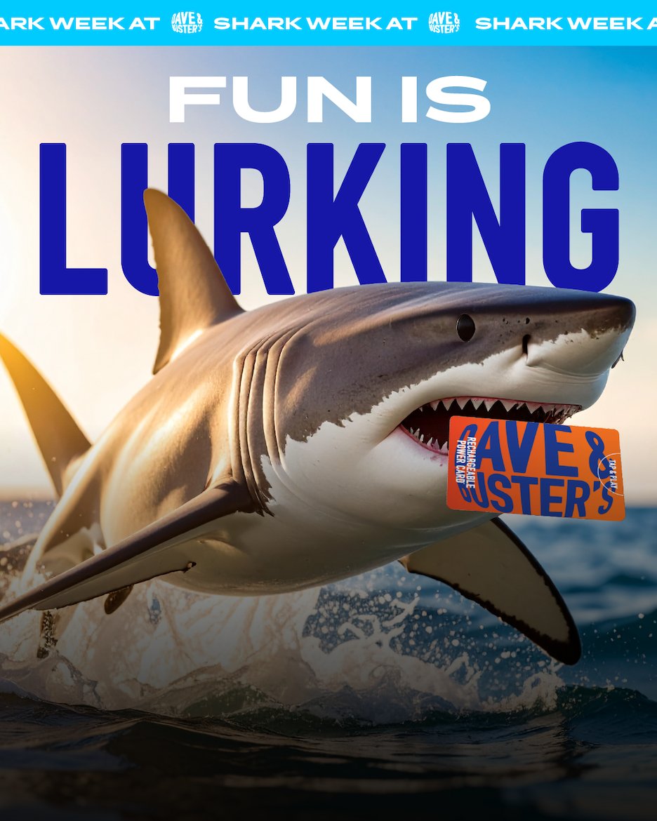 DaveandBusters's tweet image. Don't just watch Shark Week —get hooked at D&B with games and jaws-dropping fun!