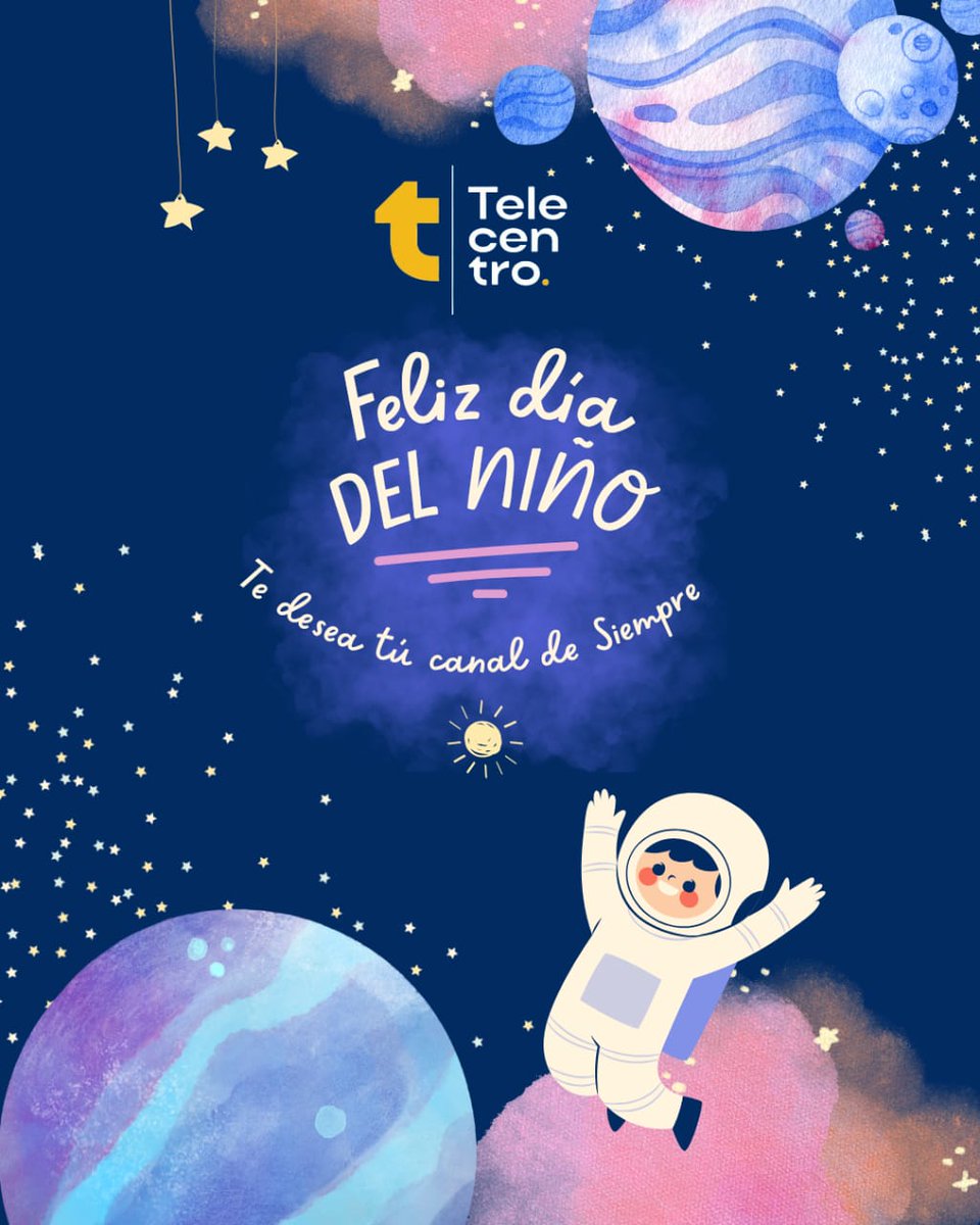 #20Juli ¡Feliz #DíadelNiño🎈  
✨ De parte de #Telecentro les deseamos un día lleno de: 
- Risas sin fin 😄  
- Aventuras emocionantes�  
- Momentos mágicos 🌟  
🖍️ ¡Que hoy los más pequeños sean los protagonistas!
Porque su alegría ilumina el mundo entero. ☀️  #Venezuela