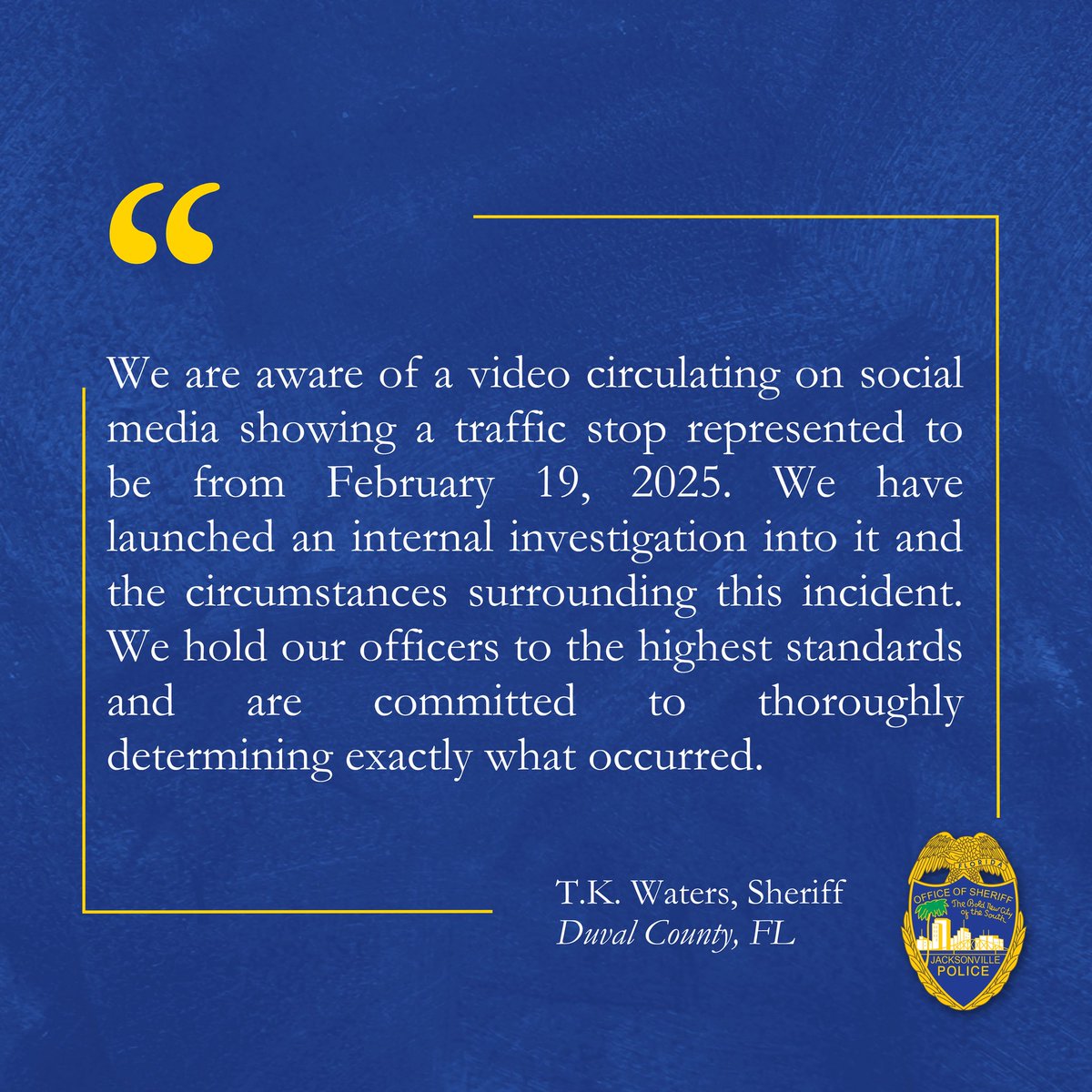 JSOPIO's tweet image. ๐ ๐๐๐๐๐๐๐๐๐ ๐
๐๐๐ ๐๐๐ ๐๐๐๐๐๐๐๐๐๐๐๐ ๐๐๐๐๐๐
๐
โ๐ ๐๐
๐
๐๐๐
We are aware of a video circulating on social media showing a traffic stop represented to be from February 19, 2025. We have launched an internal investigation into it and theโฆ
