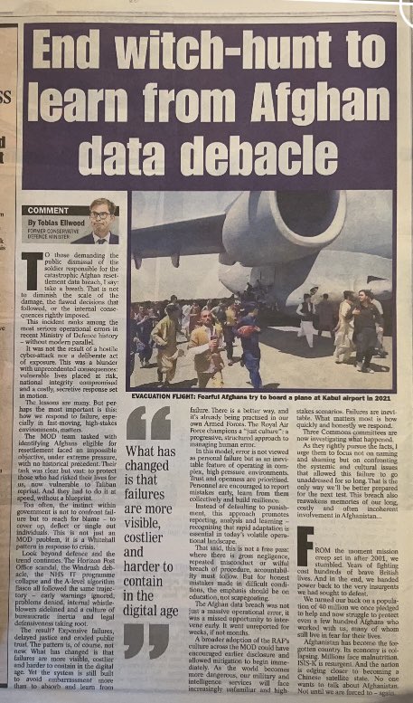 Tobias_Ellwood's tweet image. AFGHAN DATA BREACH:
👇 As Q's are asked- here's my takeaway:
In high-pressure situations, human error happens. But our culture is to hide rather than admit errors - compounding the original fault.
It's this bigger picture which must be addressed - or we learn little.
My…