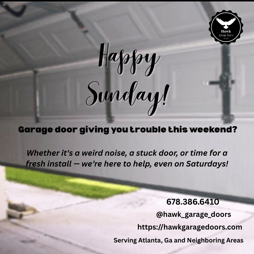 Hawkdog74's tweet photo. Sundays are for slowing down

Unless your garage door has other plans. 

If your door is making strange noises, stuck halfway, or just not cooperating — don’t wait for Monday!

We’re here to keep your home secure and stress-free 24/7

 📞 678.386.6410

 🌐 https://t.co/vqzHvmJfoO https://t.co/hkxDCoeJr6