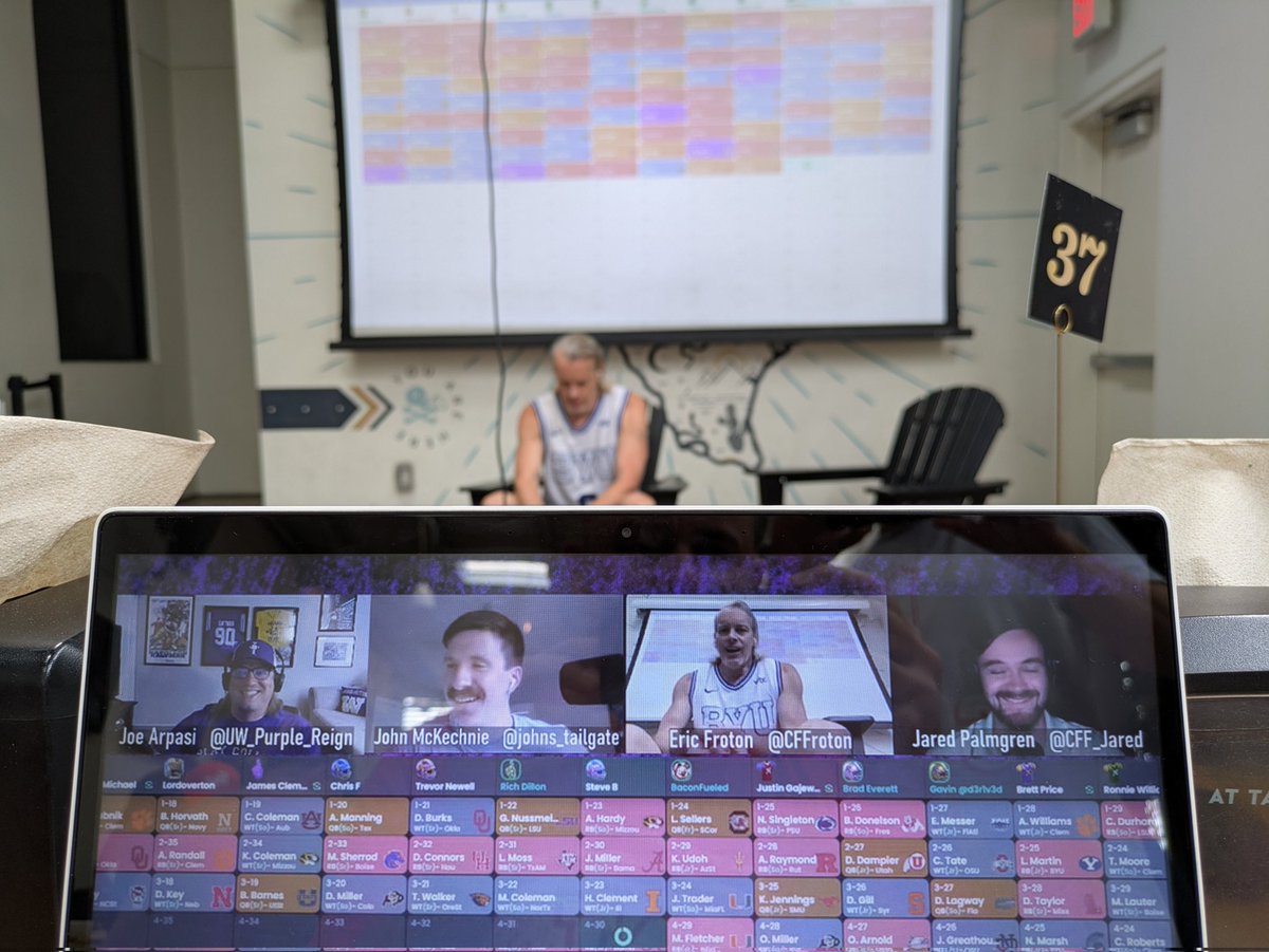 BaconFueled (@eliotmays) on Twitter photo We had a bit of #CFF draft inception going on at the Austin Live #TadpoleBowl. <a href="/CFFroton/">Eric Froton</a> <a href="/UW_Purple_Reign/">Purple Reign</a> <a href="/johns_tailgate/">John McKechnie</a> <a href="/CFF_Jared/">Jared Palmgren</a> <a href="/CFFguys/">CFFguys</a> <a href="/leland_PGFP/">Leland Bettencourt</a> <a href="/WillStoneCFB/">Will Stone</a> <a href="/dynasty_trades/">John @Dynasty Trades</a> <a href="/SicEveryone2027/">Benjamin Jacob</a> <a href="/ManateeJoey/">Manatee Joey</a> <a href="/TreyStation360/">TreyStation</a> We had a bit of #CFF draft inception going on at the Austin Live #TadpoleBowl. <a href="/CFFroton/">Eric Froton</a> <a href="/UW_Purple_Reign/">Purple Reign</a> <a href="/johns_tailgate/">John McKechnie</a> <a href="/CFF_Jared/">Jared Palmgren</a> <a href="/CFFguys/">CFFguys</a> <a href="/leland_PGFP/">Leland Bettencourt</a> <a href="/WillStoneCFB/">Will Stone</a> <a href="/dynasty_trades/">John @Dynasty Trades</a> <a href="/SicEveryone2027/">Benjamin Jacob</a> <a href="/ManateeJoey/">Manatee Joey</a> <a href="/TreyStation360/">TreyStation</a>