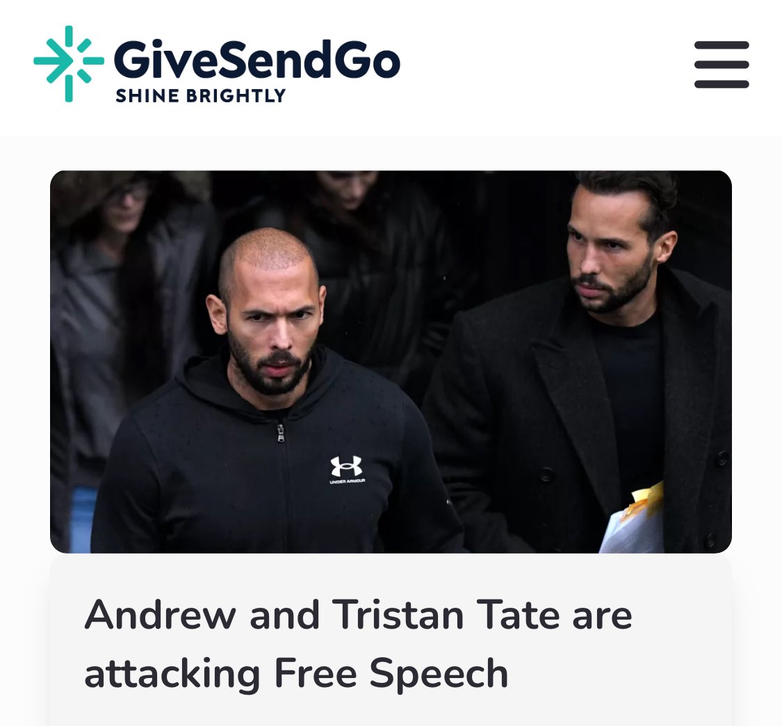 CrayonMurders's tweet image. Huge thanks to everyone standing with us against the Tate brothers’ ridiculous lawsuit trying to silence X users.
The case is ongoing. Updates are on our GSG page.
Consider donating to help us fight back and defend our voice and free speech.
👉🏼 givesendgo.com/freespeechvsta…