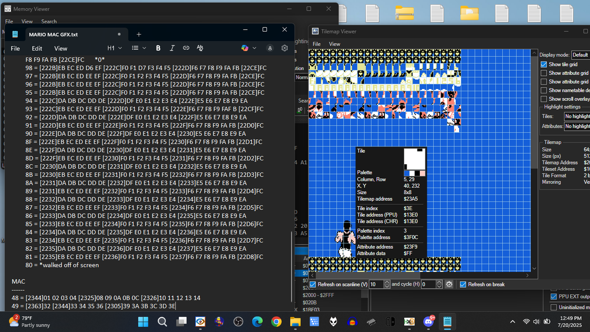 infidelity_nes's tweet image. breaking down every, single, frame, of Mario & Mac. I've actually finished implementing the chr swap engine for Mario, so he's now 100%! Now I'm starting to breakdown all of Mac's frames.