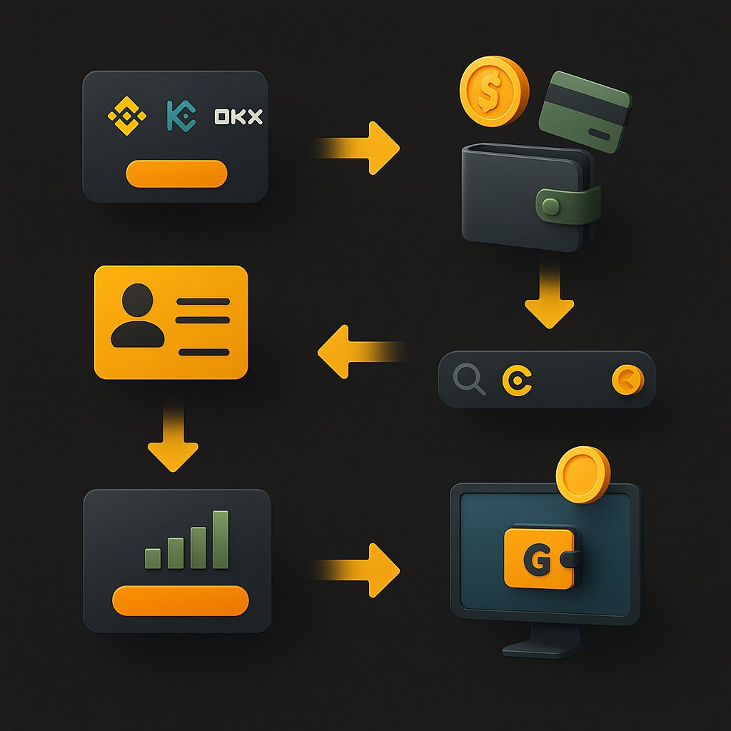 ArgonautLabs's tweet image. How to Get $G Step-by-Step 🧵
A quick guide to owning a piece of the DeFish economy ⚙️👇
1. Pick an Exchange
Choose one that supports $G (@GravityChain ):
✅ Binance
✅ KuCoin
✅ MEXC
✅ Uphold
✅ Kraken (region-restricted)
✅ OKX (region-restricted)
2.Create an Account
Sign up…