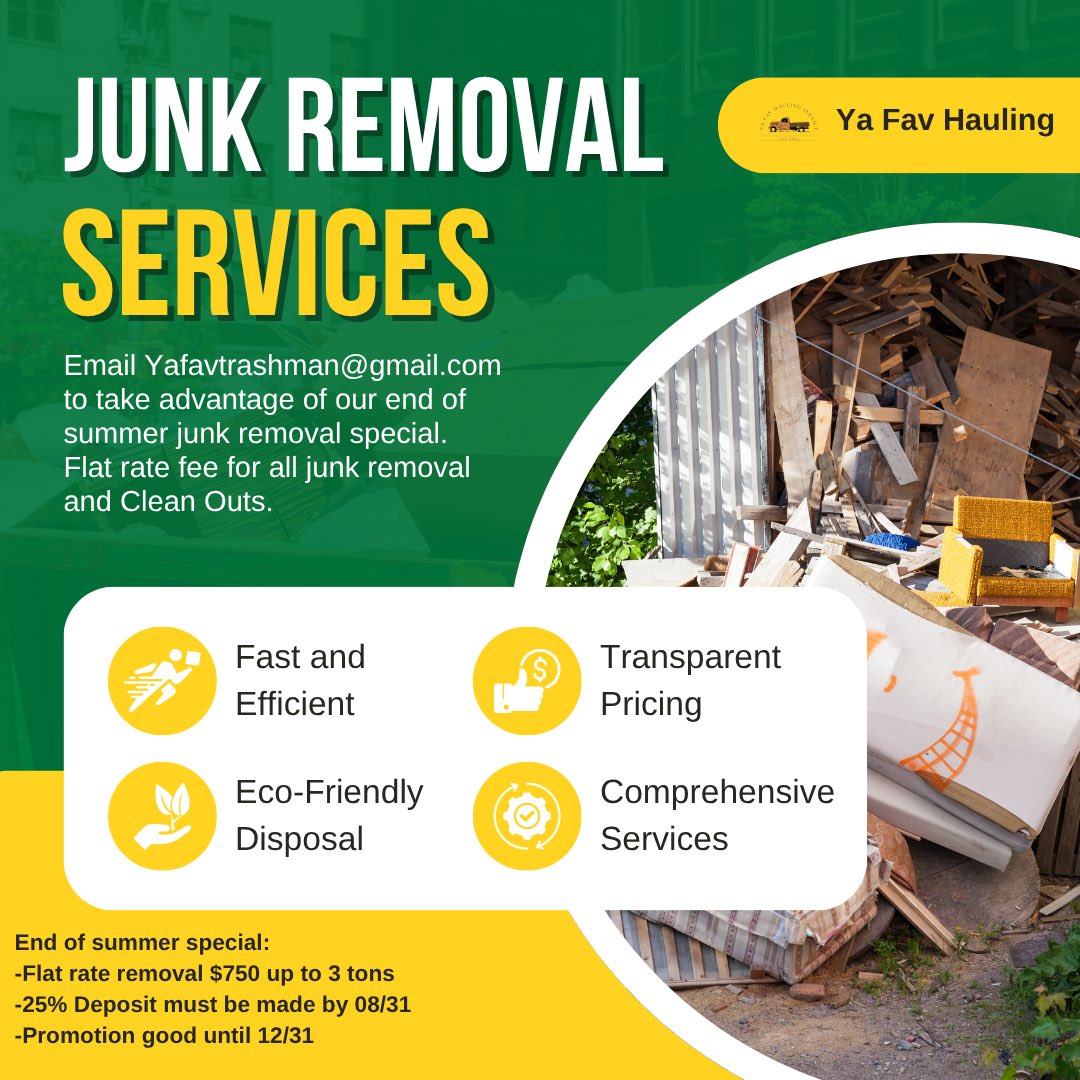 YaFavTrashman's tweet image. If you know anybody that’s looking for some junk removal or Clean Out services, please send them this!!