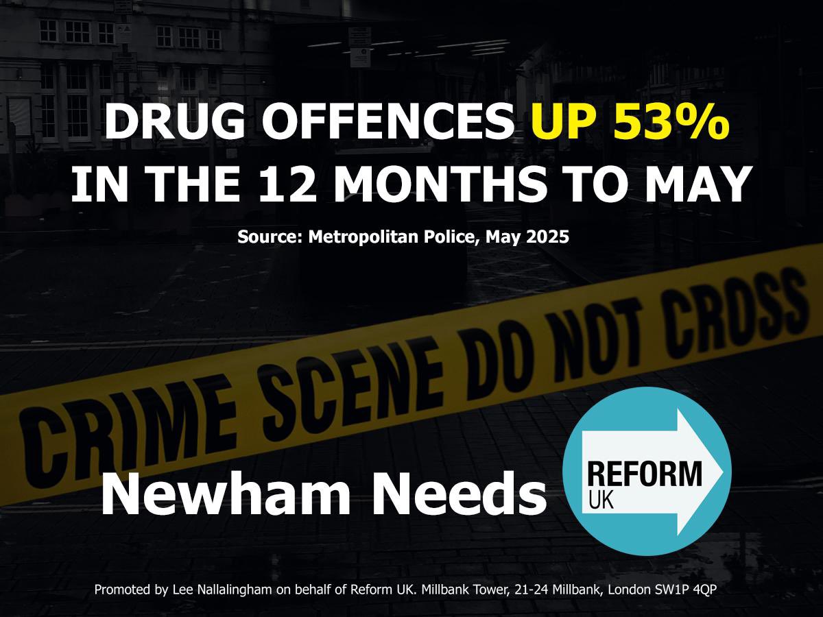 LNallalingham's tweet image. 🚨 Drug gangs have taken over Newham.
And yet the council doesn’t seem bothered in the slightest.
They’ve been in charge for 50 years. Crime’s through the roof. Gangs run the borough. And they still act like they’ve got nothing to answer for.
It’s a complete failure of…