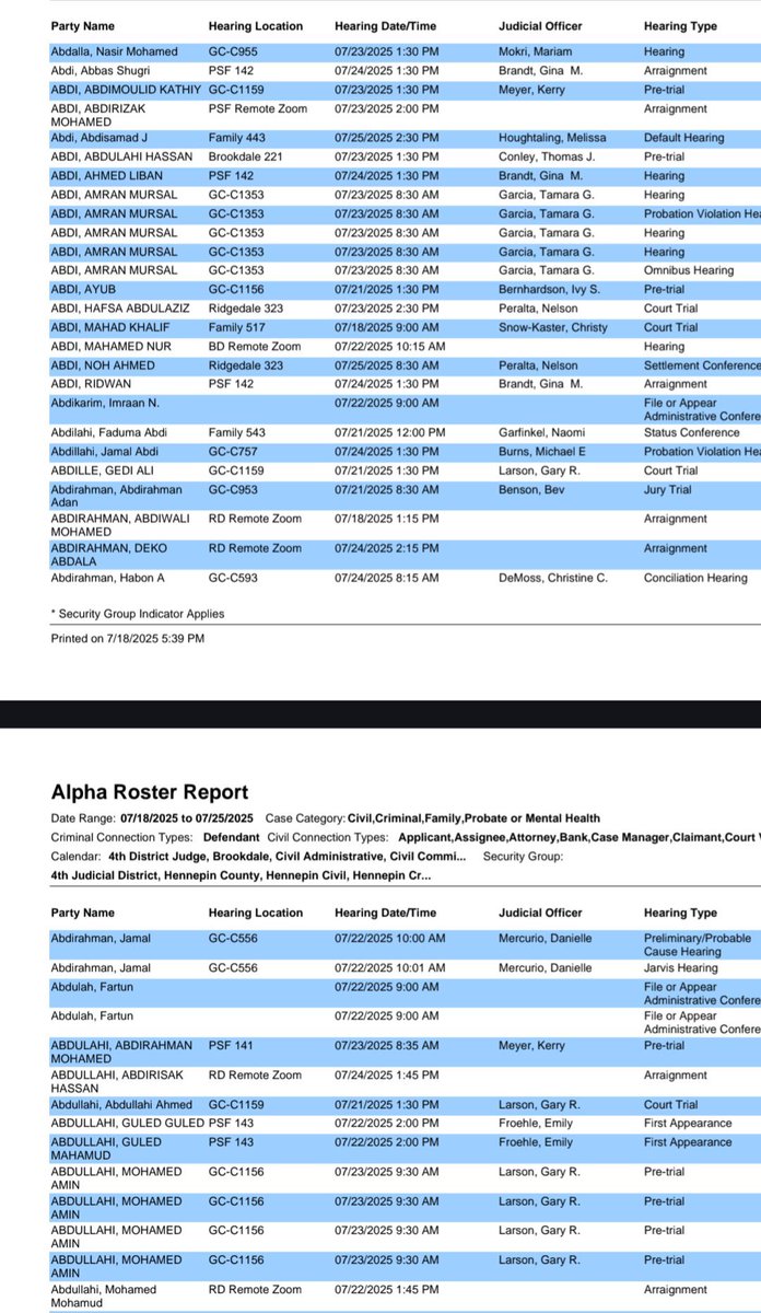 PhilHollowayEsq's tweet image. First couple pages of next week's Hennepin County, Minnesota court calendar
Mass migration is overwhelming our courts