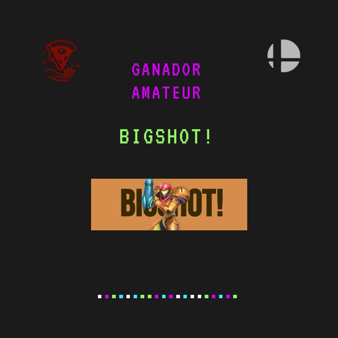 Kazzet_pizzas's tweet image. Felicidades a los ganadores del side event
🏆 @MithosWFT / @vorteX_ssbu
Y felicidades al ganador del Amateur 🤠
🎖️BIGSHOT!
Underdog (Jugadores que lograron vencer sus limites con base a seed) 😲
🙀@J3F33M1 (+6)
¡Hasta la próxima! ✨🐈⬛