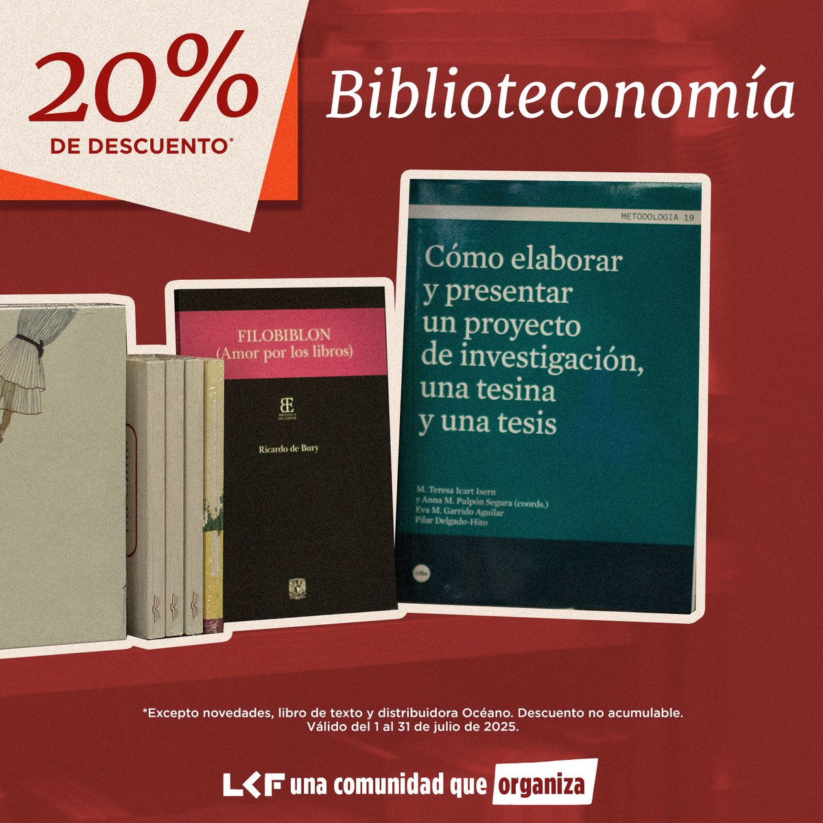 📚 Celebramos a lxs bibliotecarixs y los libros de biblioteconomía tienen 20% de descuento durante julio, como un homenaje a su labor incansable.

📍 Periférico Norte 1695, Zapopan
📱libreriacarlosfuentes.mx 

#LCF #UnaComunidad #SigamosLeyendo #UnaComunidadQueOrganiza