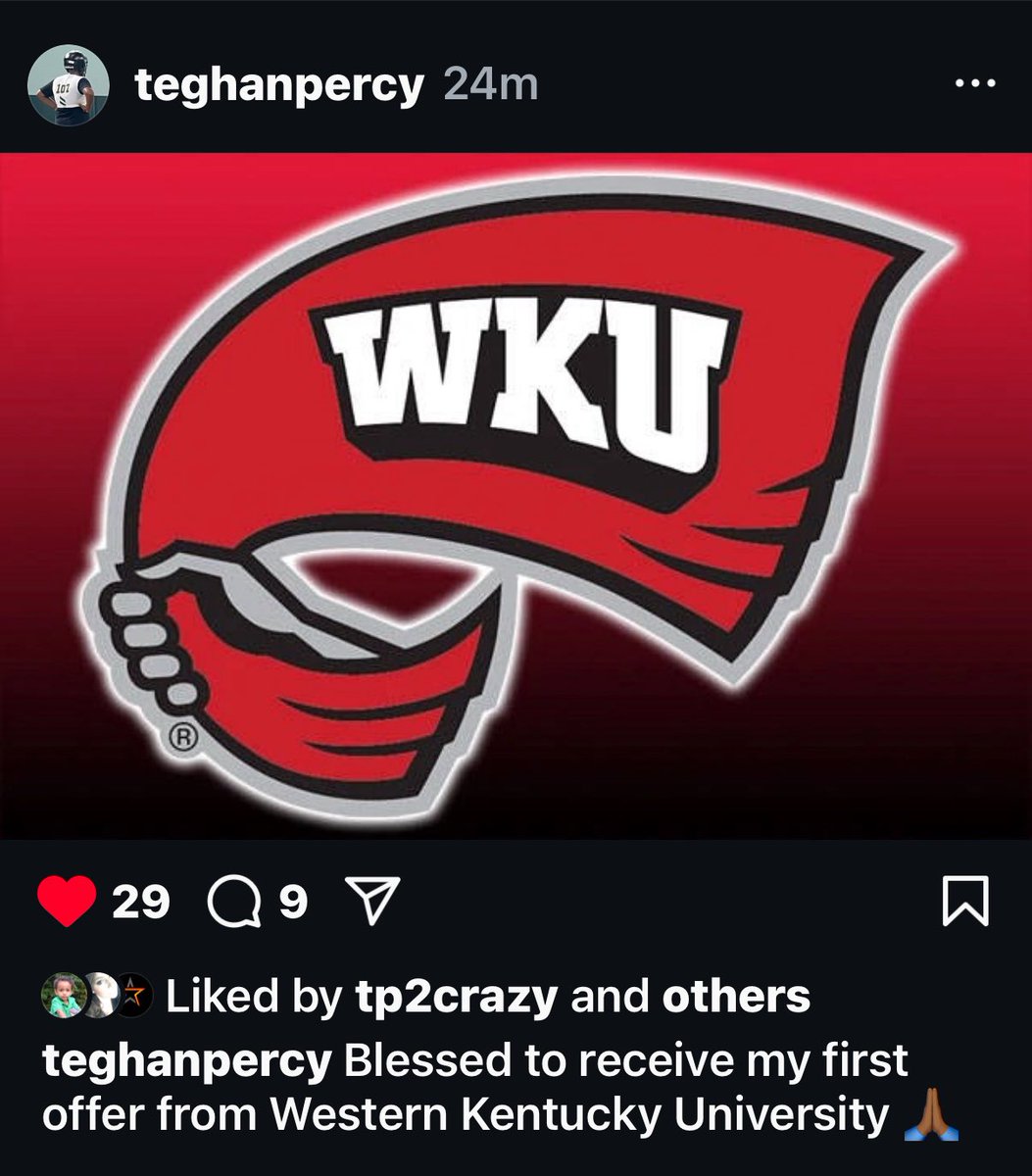 April_Traylor's tweet photo. @PercyTeghan65 Received his first offer from WKU. https://t.co/F19PWH2Y0d