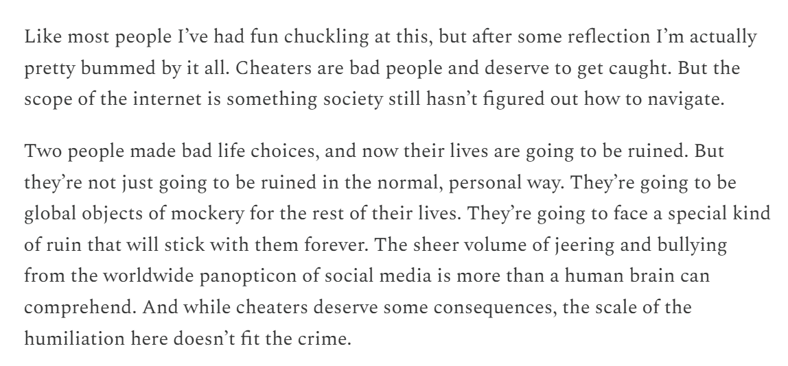 JeremiahDJohns's tweet image. It's been funny to watch the Coldplay CEO scandal develop, but the punishment - the sheer scale of being ritually humiliated by the entire internet - doesn't fit the crime.