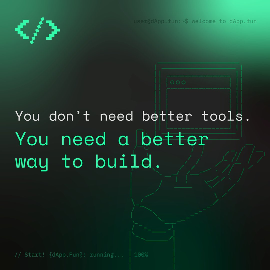 Web3 won’t scale through better wallets or UI.

It’ll scale when creation becomes effortless.

dApp.fun makes building in web3 as simple as sending a message.

Infra, contracts, rollups—all deployed in one prompt.

Permissionless creation, at scale.