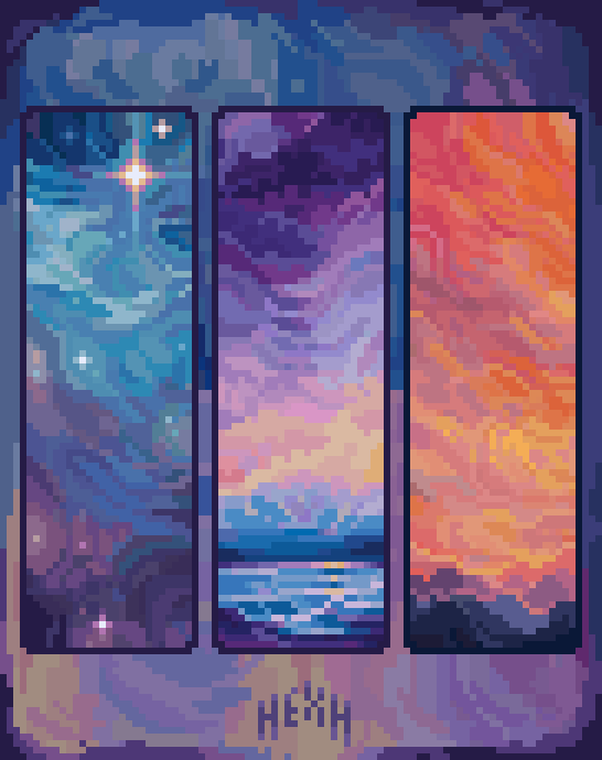 #pixelart space and landscape bookmarks ✨